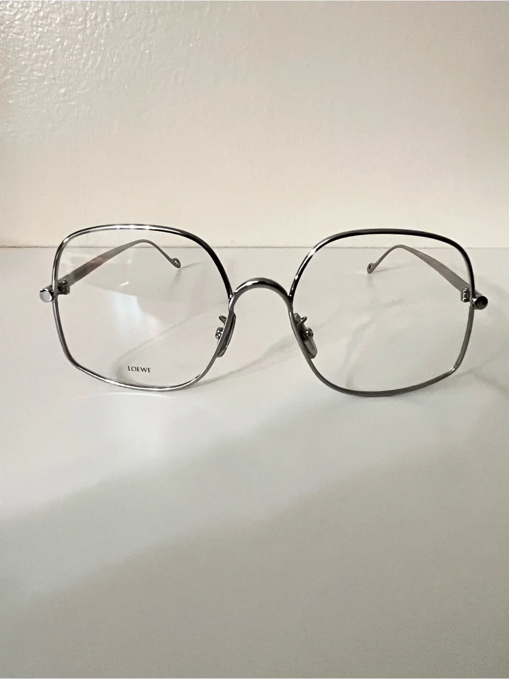 Loewe Silver Hexagonal Metal Frame Glasses